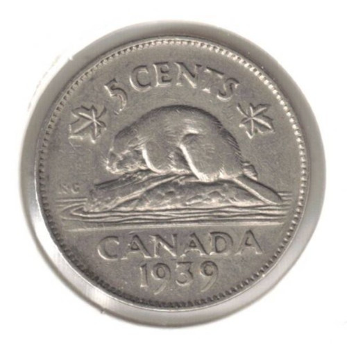 1939 Canadian Circulated George VI Five Cent Coin!