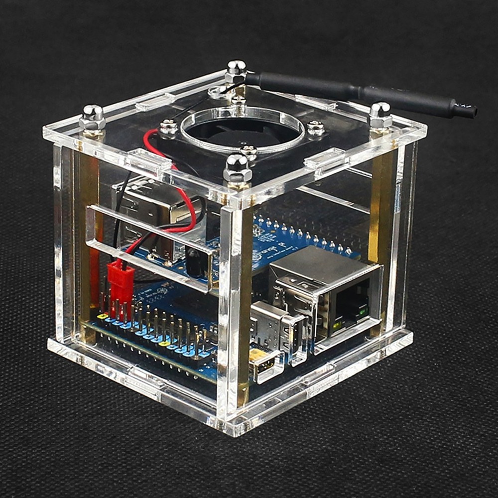 Acrylic Enclosure Clear Protective Shell Case Cooling Fan for Orange Pi Zero 3
