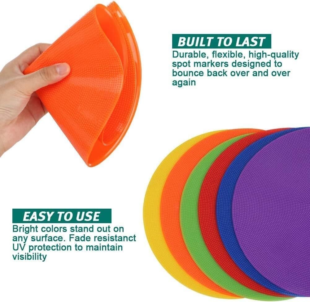 Spot Markers for Sports 9 Inch, 12Pcs Non Slip Rubber Agility Poly Spots Mark...