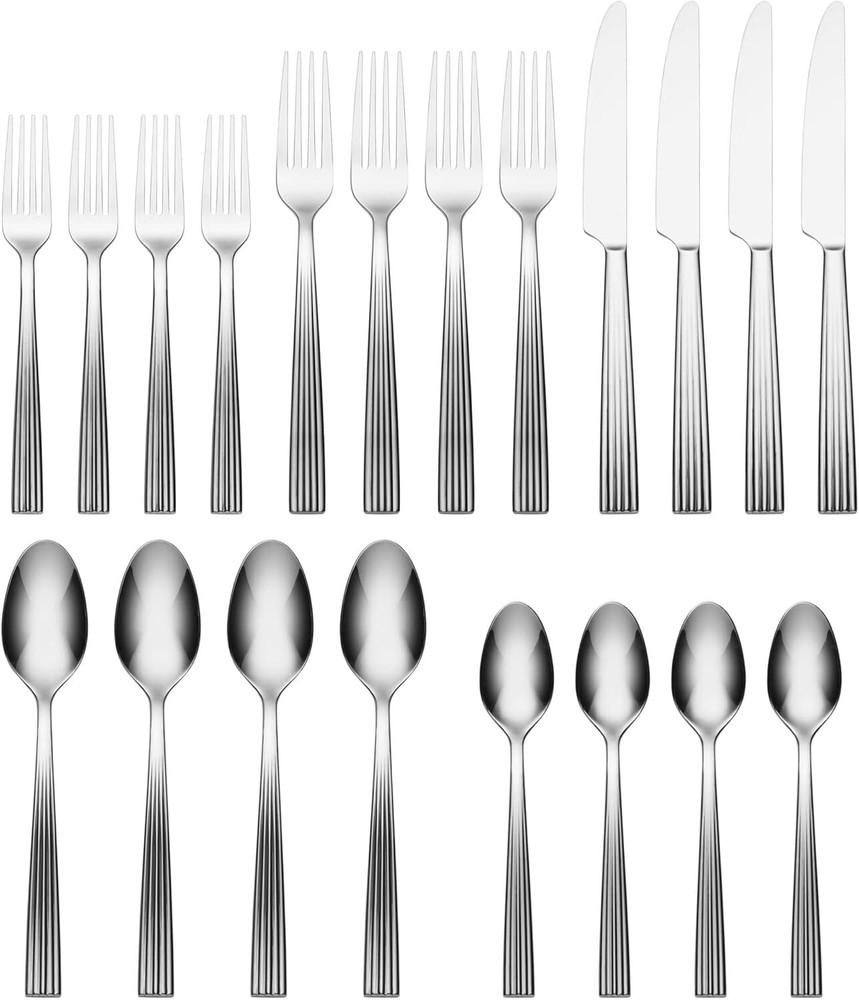 Oneida Kennedy Piece Everyday Flatware Set, 20 Count, Metallic