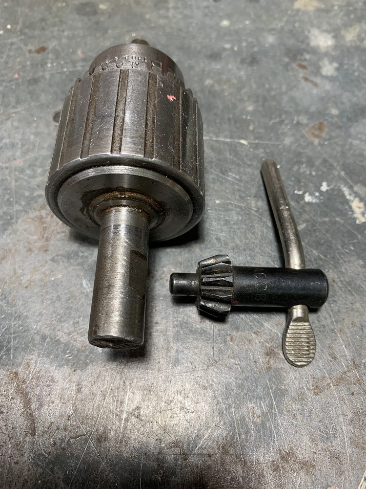 Jacobs 2B Keyed Drill Chuck with Key, 0-3/8" Capacity, 3/8-24 Threaded Mounting