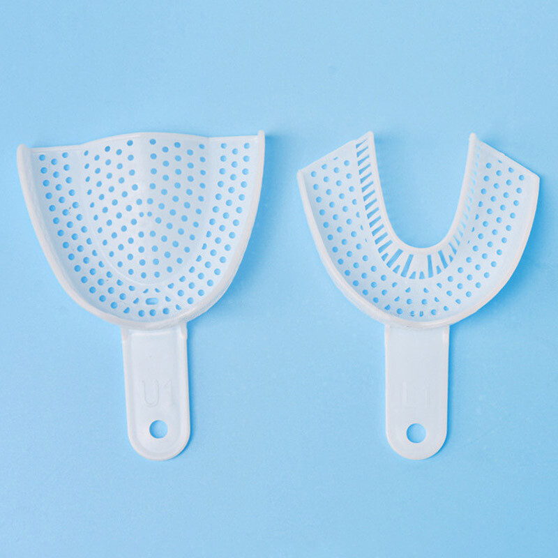 Dental Disposable Perforated Impression Trays Autoclavable Plastic Upper+Lower