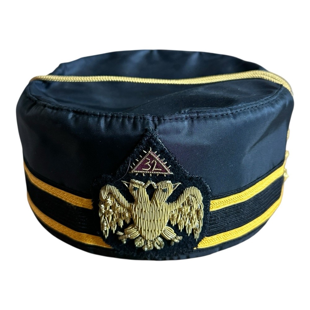 Masonic Scottish Rite 31 Degree Cap Hat Double Eagle Black Regalia 6 7/8