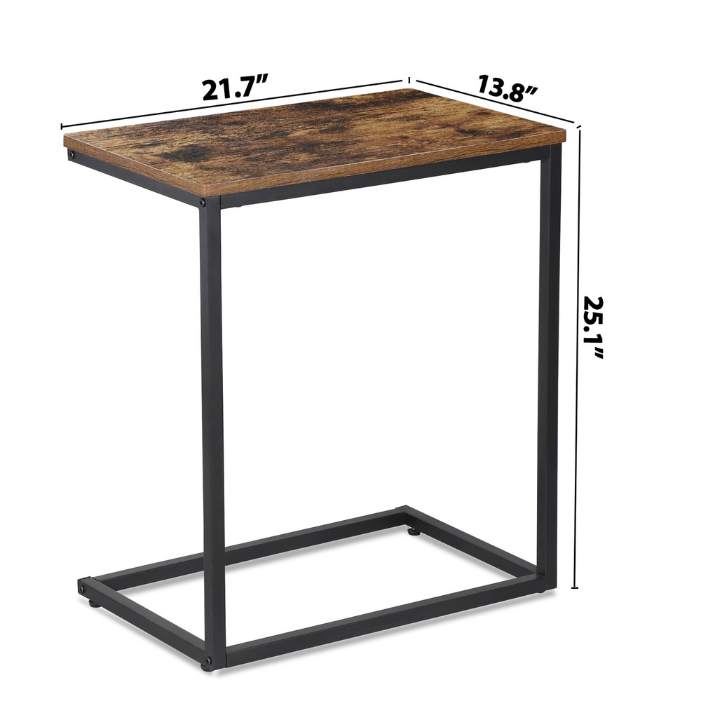 21.7" Side Table C Shaped End Table Sofa and Bed Table for TV Trays Rustic Brown