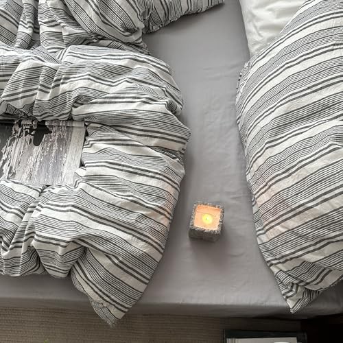 Full Comforter Set Vintage Full Comforter (80"x90") #Vertical Stripe - Gray