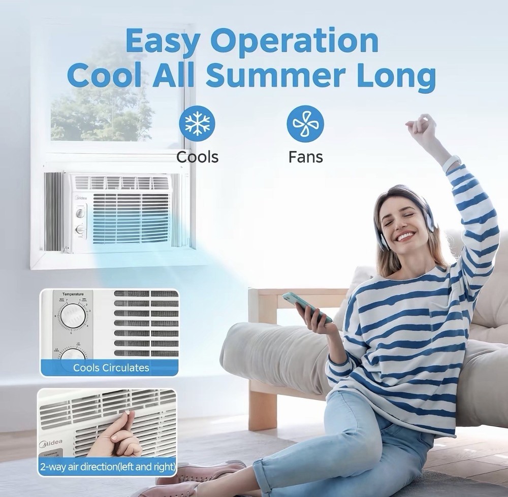 Midea 5,000 BTU EasyCool Mechanical Small WindowAir Conditioner