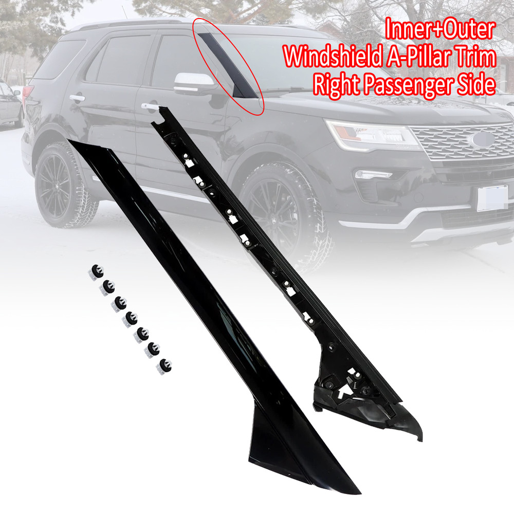 Right Side Windshield A-Pillar Molding INNER OUTER Trim For 11-19 Ford Explorer