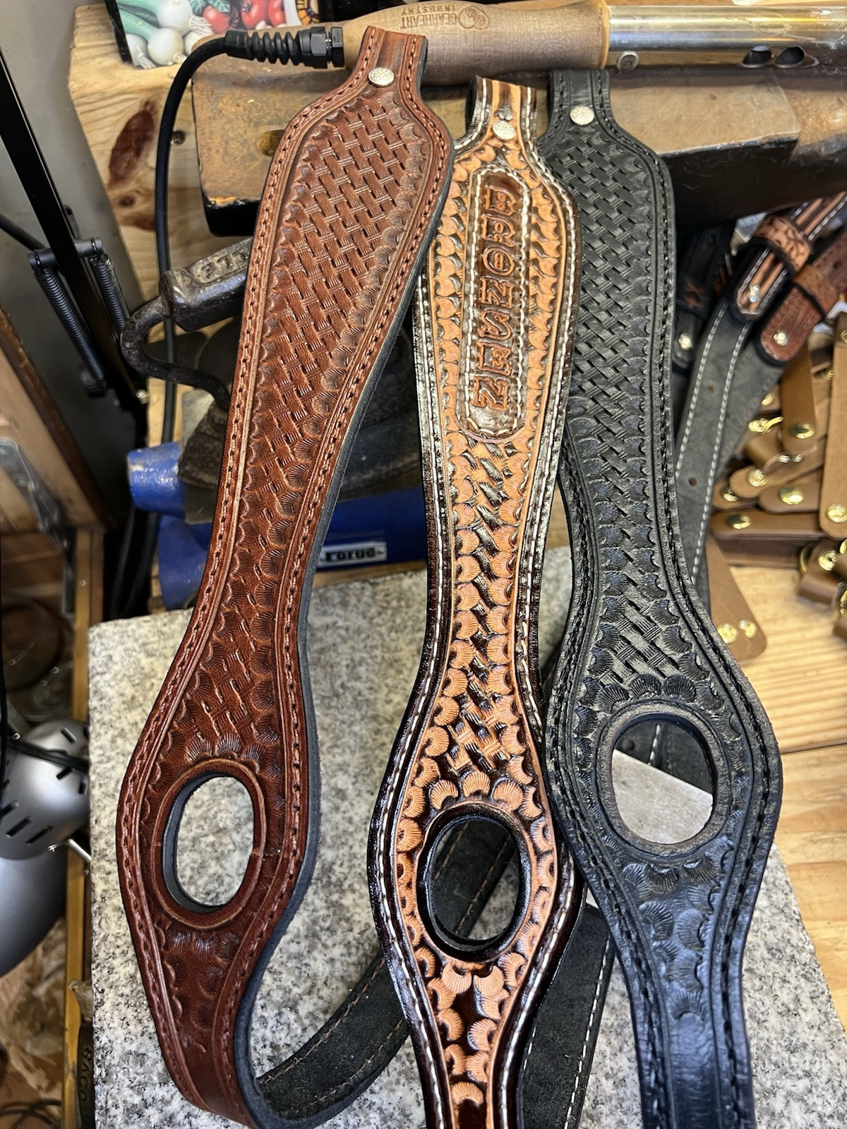 Leather Rifle Sling with Thumb Hole, Handmade Gun Strap, Full Grain, Made in USA