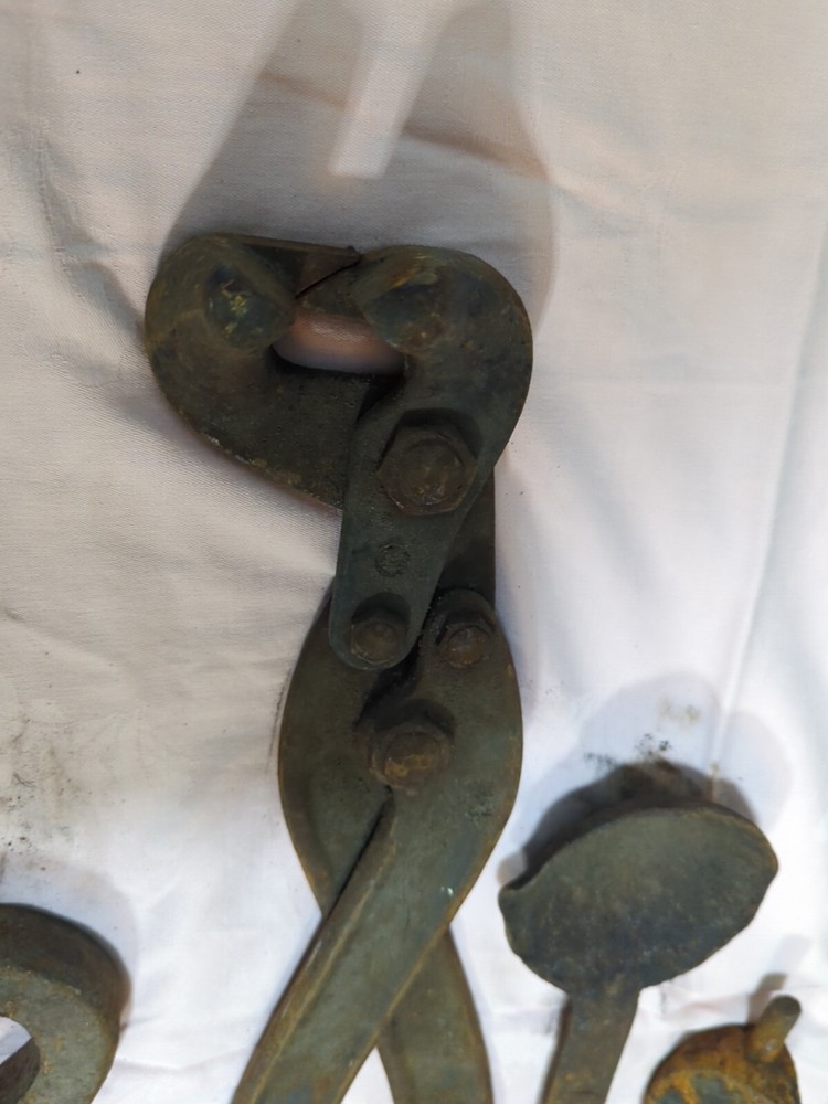 Set Of Antique Blacksmith Tongs & Forging Tools
