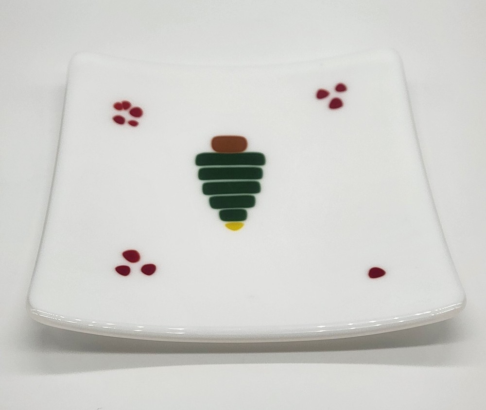 Square Christmas tree plate, serving plate, cookie plate, ~ 8.75" sq