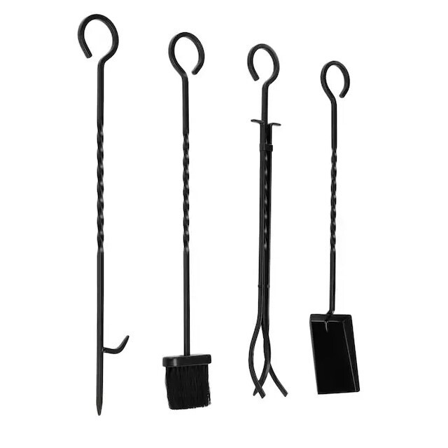 Style Selections Premium 4-PC Steel Fireplace Tool Set