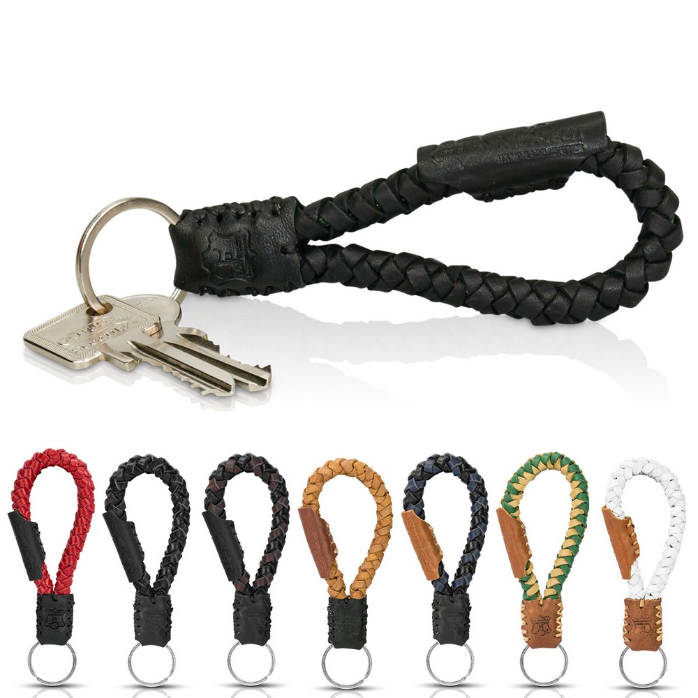 " Krabi " - Tumatsch-Leder Real Leather Keychain Black