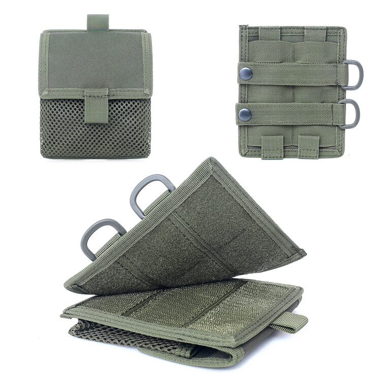 Hook & Loop Panel MOLLE Patch Converter Adapter with Tactical Mesh Pouch Kit Bag