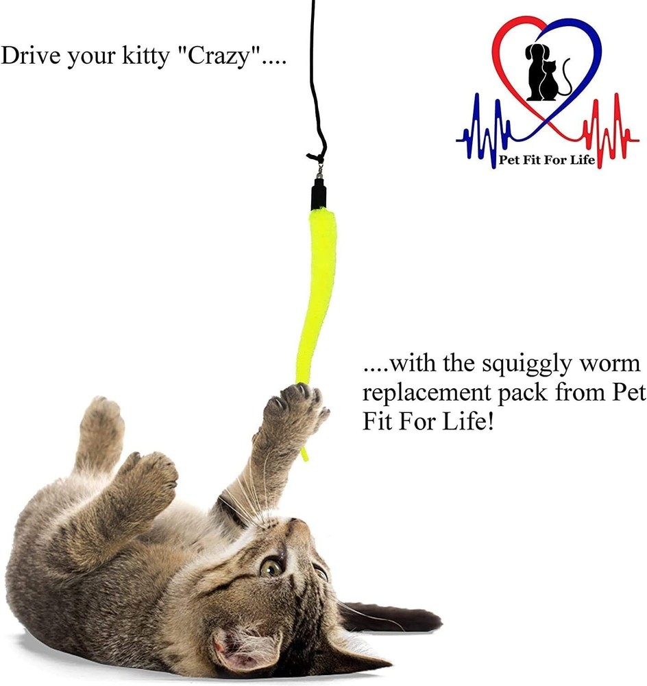 5-Piece Squiggly Worm Refill Pack for Interactive Cat Wands - Fun Guaranteed!