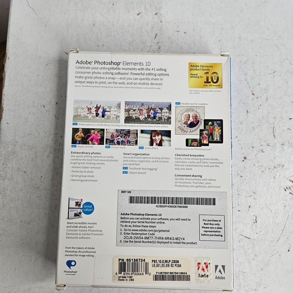 Adobe Photoshop Elements 10 for PC Mac New Sealed