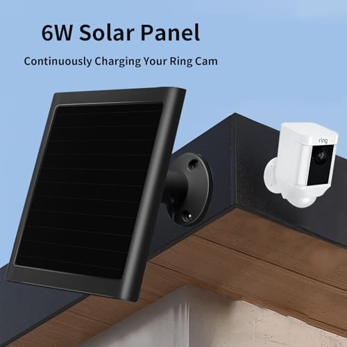 6W Solar Panel Charger for Ring Camera, Compatible with Ri ng Stick Black 2Pack