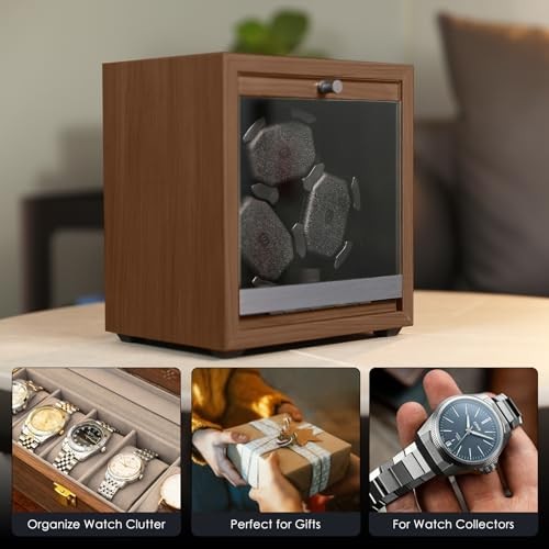 Watch Winder for Automatic Watches, 3 Automatic Rotating Watch Winder Box with