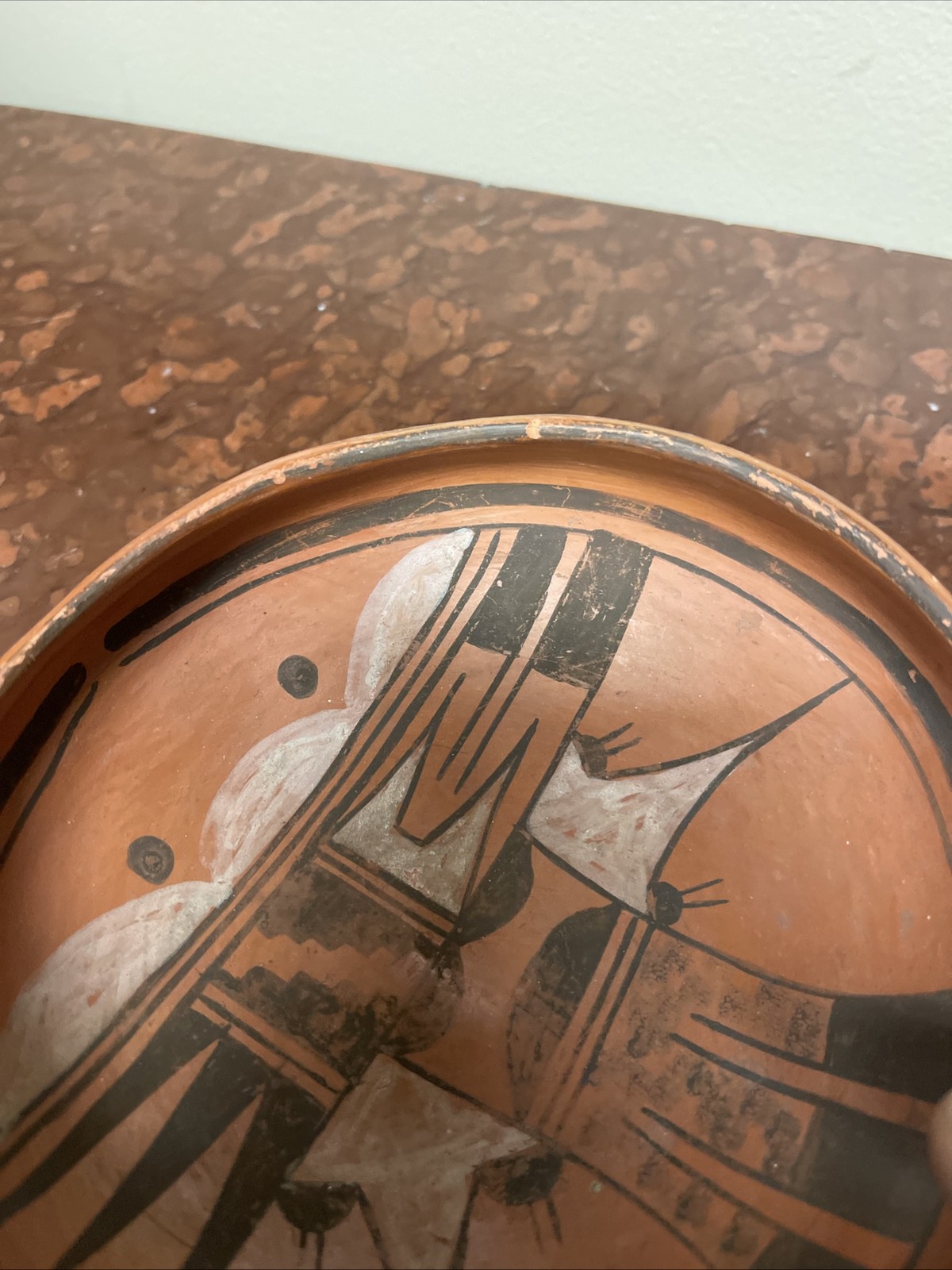 Nampeyo Hopi black and white on red pottery bowl.