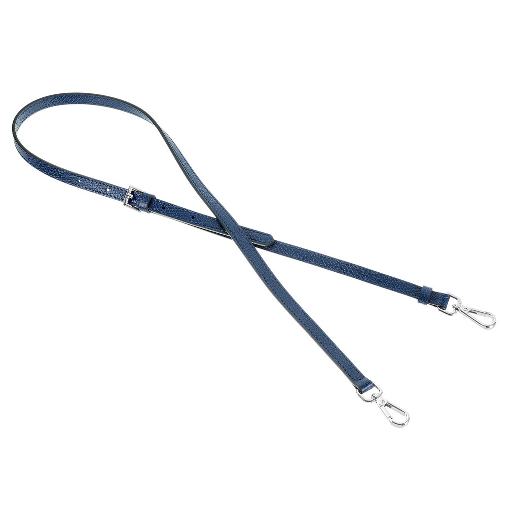 Leather Adjustable Replacement Bag Straps, Dark Blue, Silver Buckle