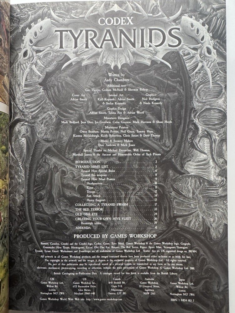 Warhammer 40K Codex Tyranids 3rd Edition 2001 Games Workshop Rulebook Rare Mint