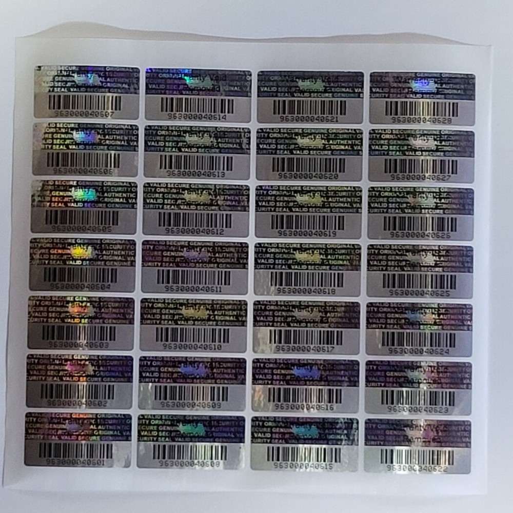 Scannable Barcode Serial Number TAMPER EVIDENT SECURITY VOID HOLOGRAM LABELS
