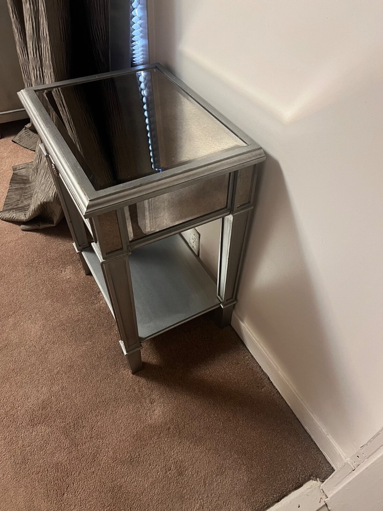 Glass night stand bedside table with drawer