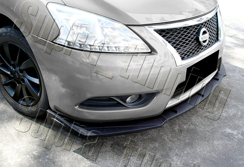 Unpainted Black Front Bumper Protector Body Splitter Spoiler Lip 3PCS Universal