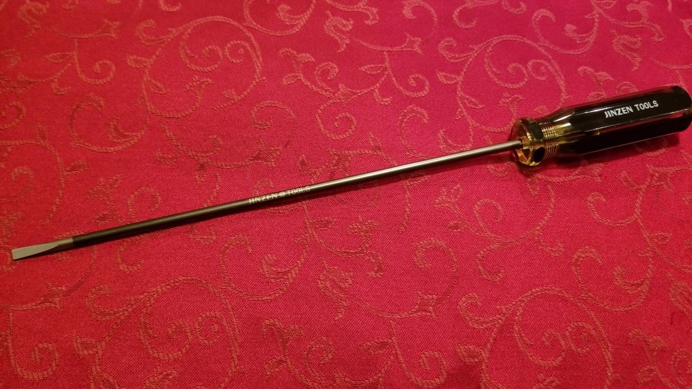 14" Mechanics Screwdriver Extra Long XL Thin Flat 10" Blade HARDENED TIP 1/4"