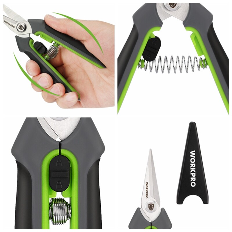 WORKPRO 2 Packs Pruning Shears Set 6.5" Gardening Scissors Snips Clippers Pruner