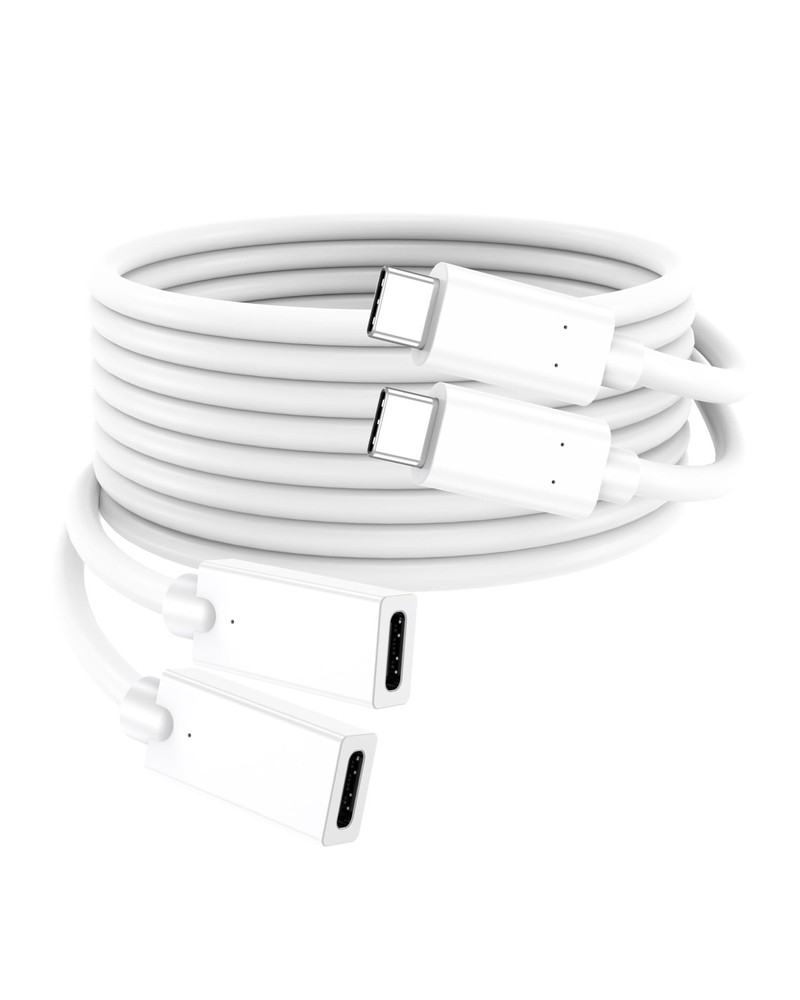 USB C Extension Cable 10FT 2-Pack,USBC Extender 15W/3A Fast 10FT, White