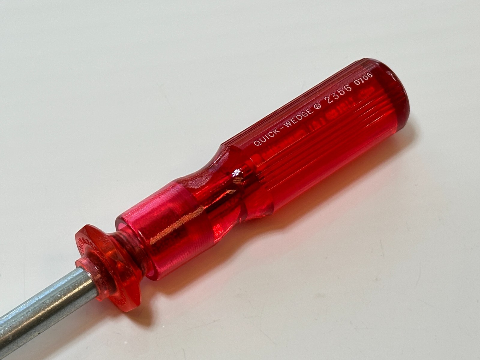 NEW Quick Wedge 10" Overall Length Screwdriver Red Plastic Handle Model 2356 NOS