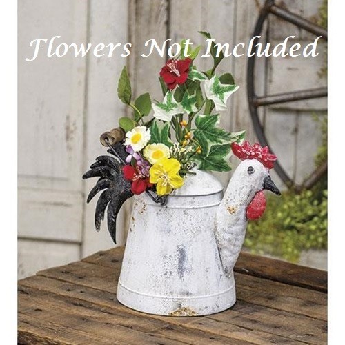 NEW PRIMITIVE ROOSTER WATERING CAN METAL 10"Tx12"Wx6"D Aged FARMHOUSE Rustic