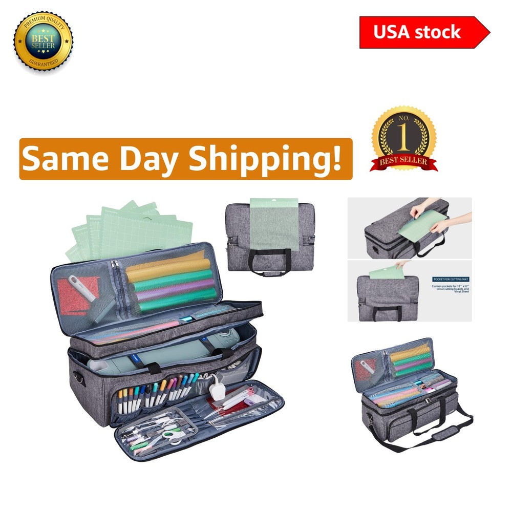 Versatile Double Layer Cricut Carrying Case with Multi-Pockets - 22.5 inches