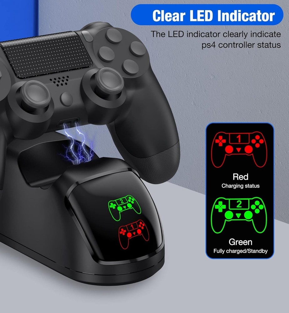 PS4 Controller Charger Dock Station, PS4 Remote Charging Station with Fast-Ch...