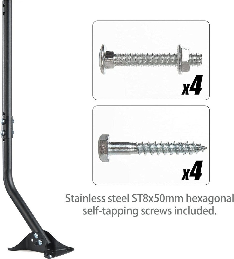 Durable Adjustable Antenna Mounting Pole - 180-Degree Rotation, 33.25” Tall