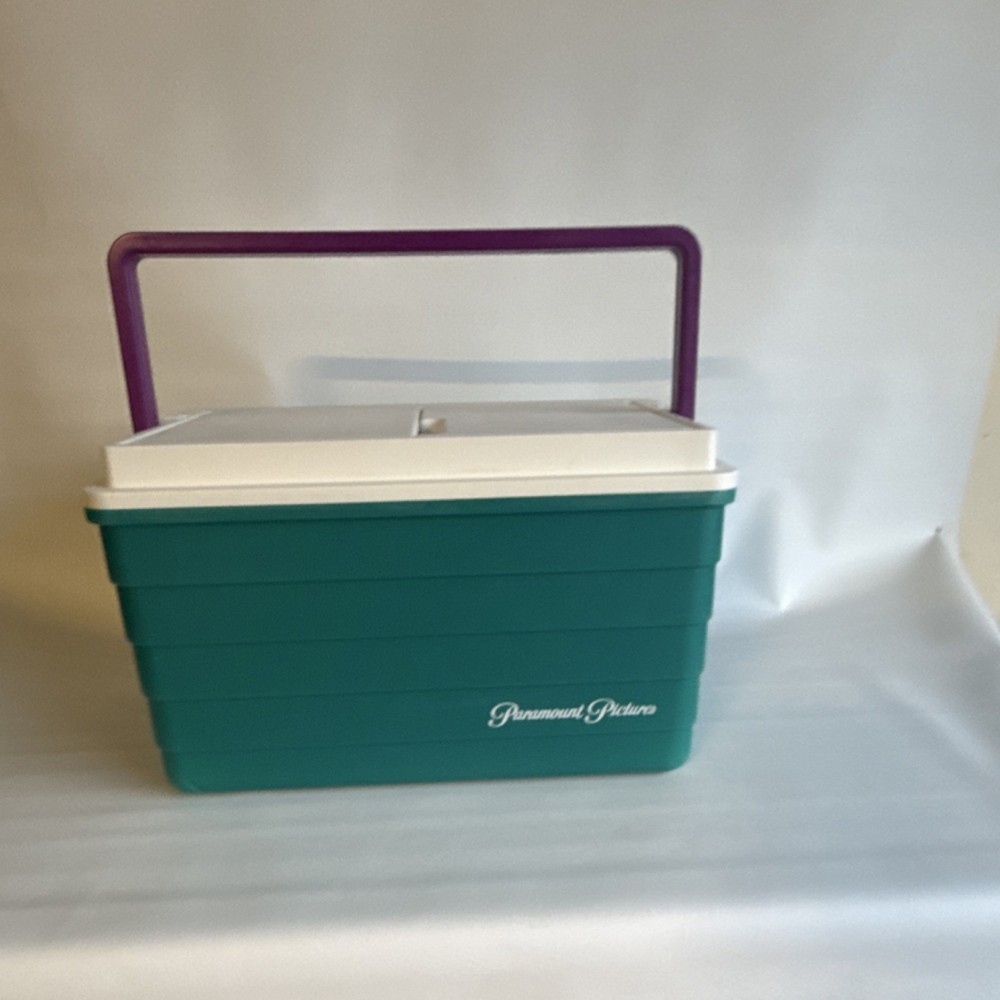 VTG Igloo Ice Chest Cooler Green White Purple Split Lid Plastic Solid RETRO