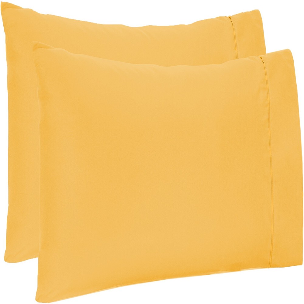 4 PCs Pillow Case Set 1000 TC Egyptian Cotton Gold Solid Queen Size