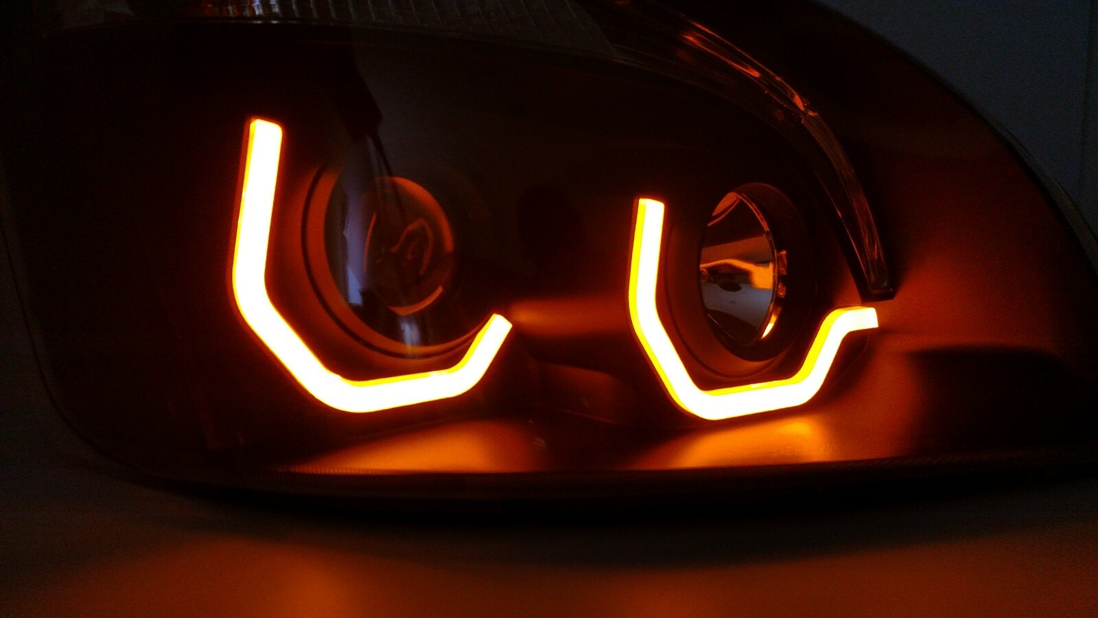 Pair Blackout Freightliner Cascadia Projection Headlights W/ Dual LED Lights