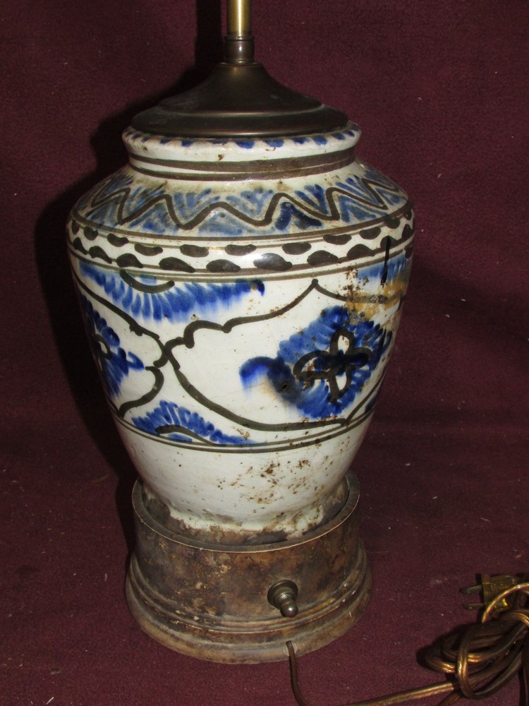 Antique Persian or Middle Eastern Ceramic Vase Mounted as Lamp
