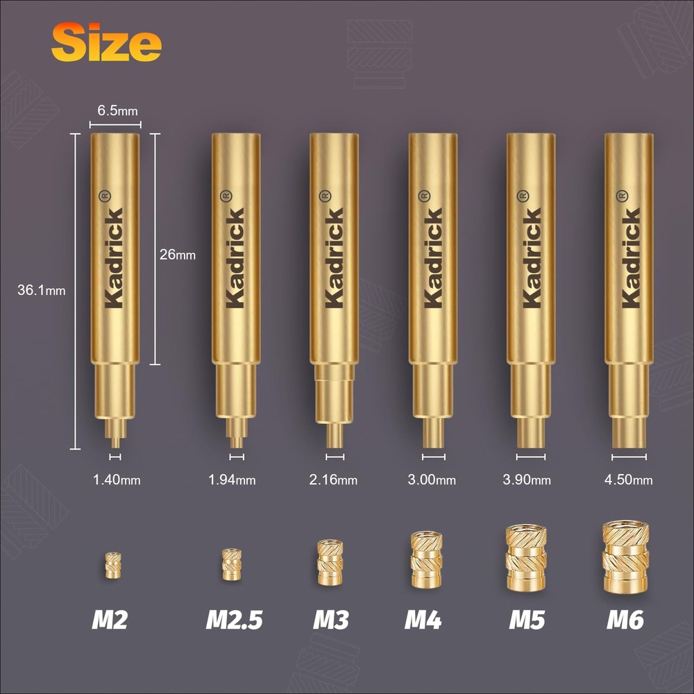 Heat Set Insert Tool,Tips for Threaded inserts M2 M2.5 M3 M4 M5 M6, Soldering...