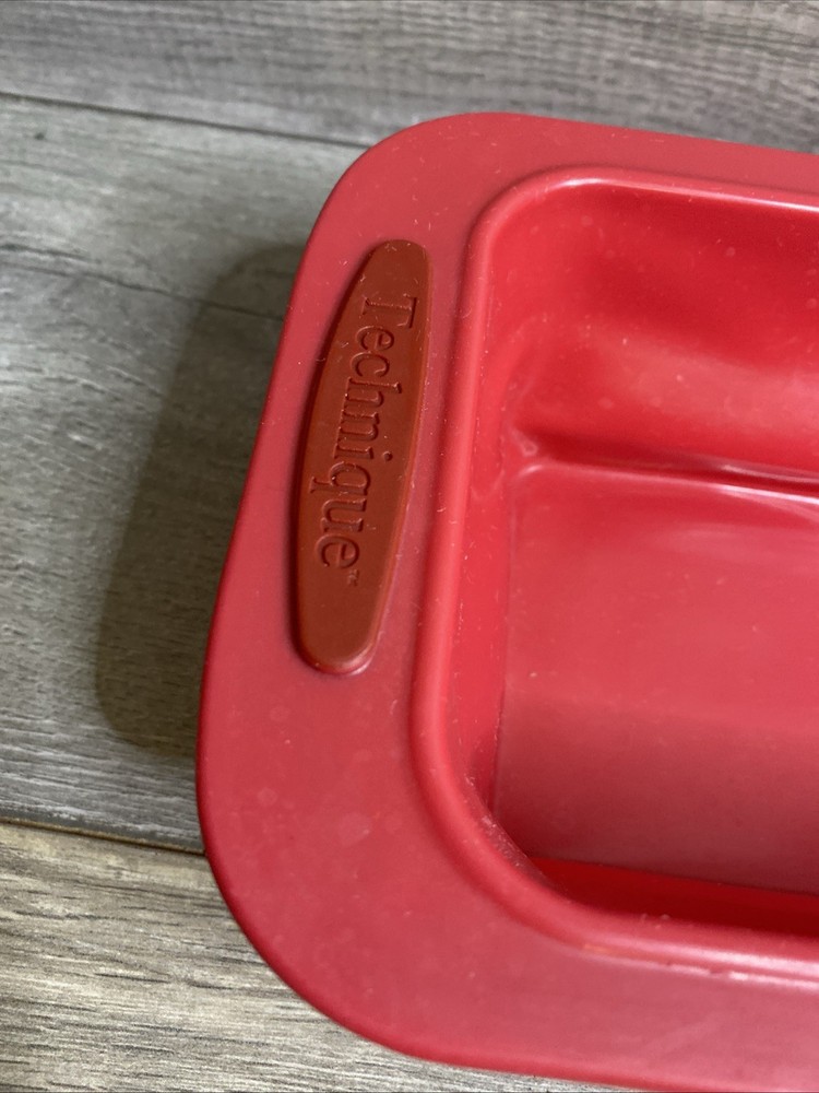 Technique Red Silicone Collapsible Loaf Pan Rectangular Bread Meatloaf Baker
