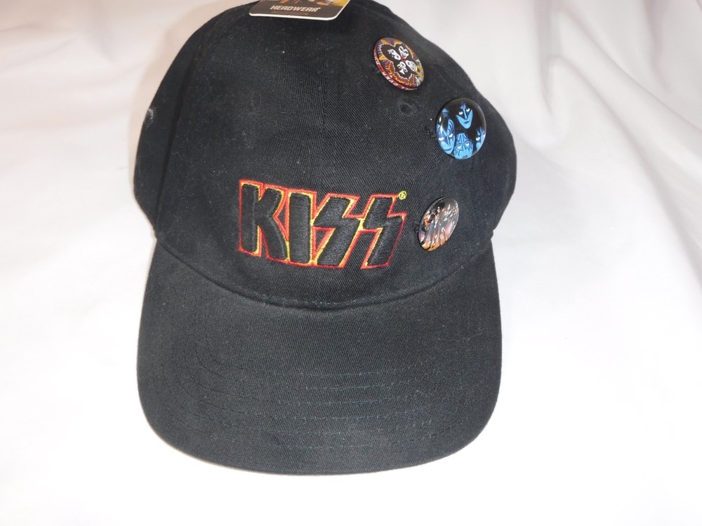 NWT KISS The Band w/ 3 Pins Adj Strapback Baseball HAT CAP 2018 H3 Headgear