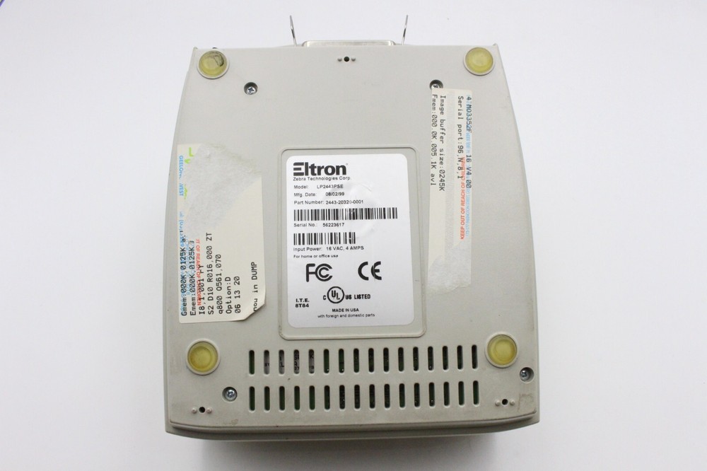 ZEBRA POSTAGE LABEL PRINTER BARCODE RS232 SERIAL PARALLEL ELTRON ORION LP2443PSE