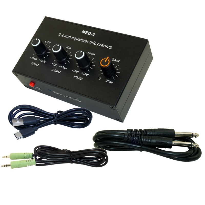 MEQ-3 3-Band Equalizer Microphone Amplifier for Live Streaming Mic Preamplifier