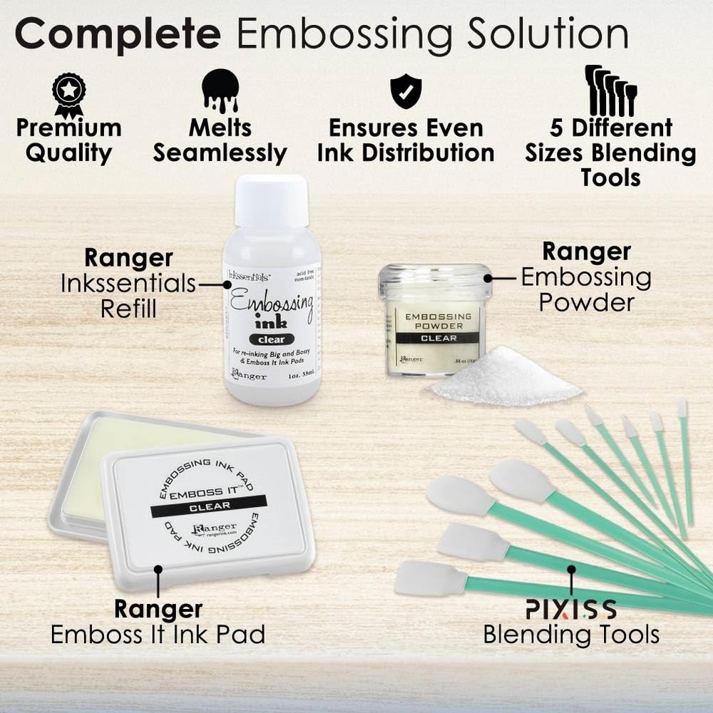 Ranger Emboss It Ink Pad and Reinker and Embossing (Clear) and Blending Tools...
