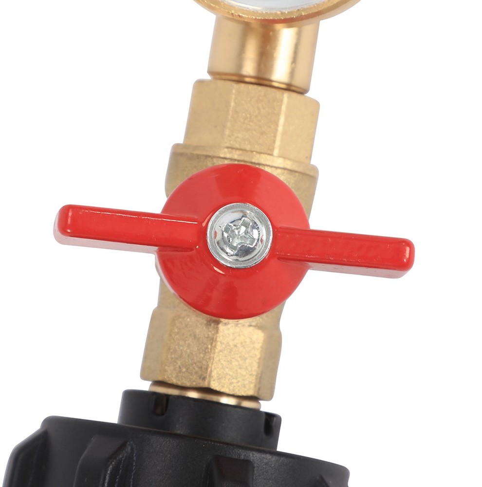 Adapter with Gauge for Refilling Small Propane Bottles from Tank