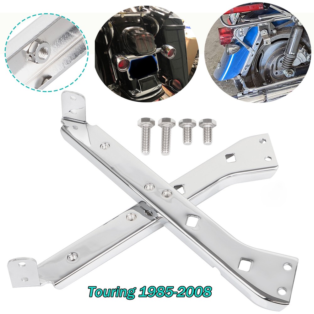 Chrome Left & Right Saddlebag Rail Support Brackets For Harley Touring 1985-2008