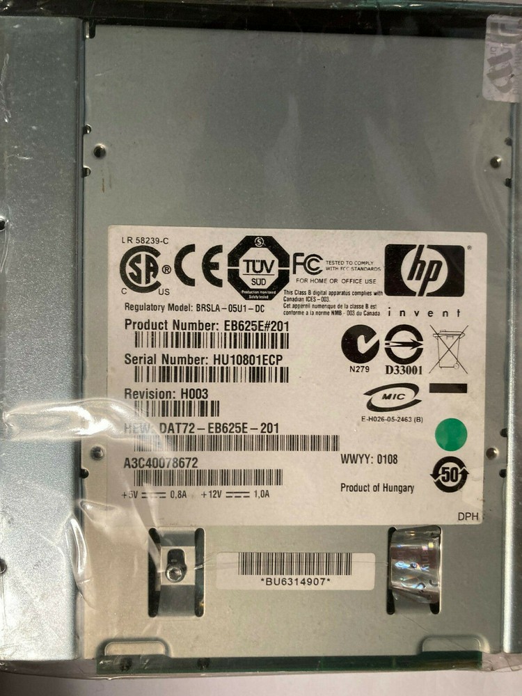 HP DW026A STORAGEWORKS DAT72 36/72GB INTERNAL USB DDS-5 DW026B EB625E#201