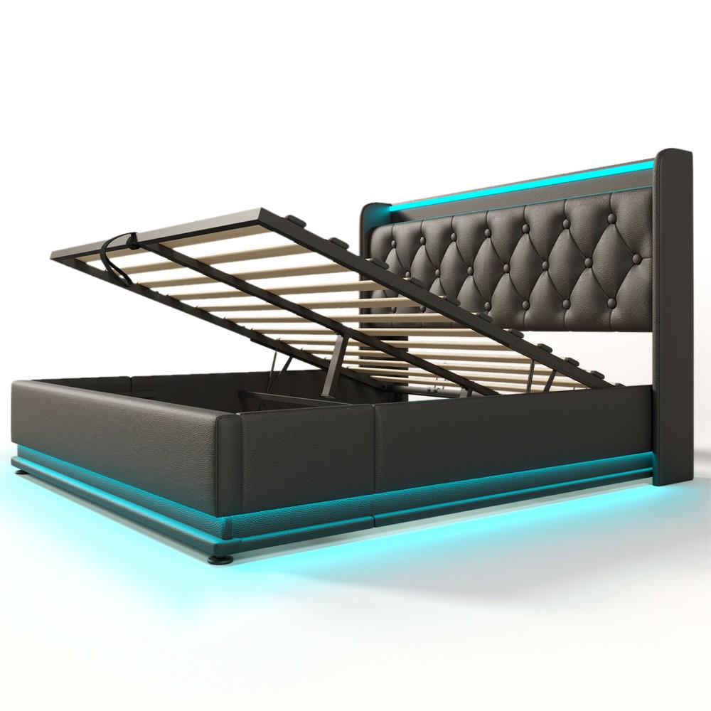 Twin/Full/Queen/King Size Upholstered Platform Bed w/ Hydraulic Storage System