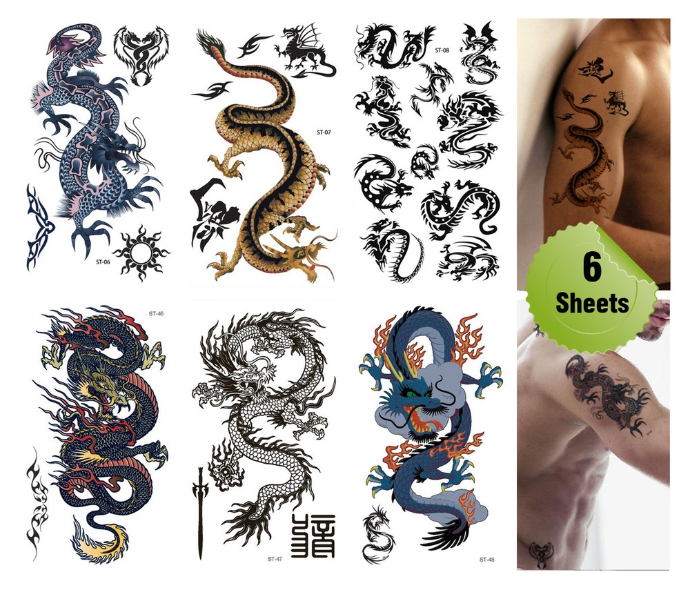 Supperb® 6-pack Mix Dragons Temporary Tattoo